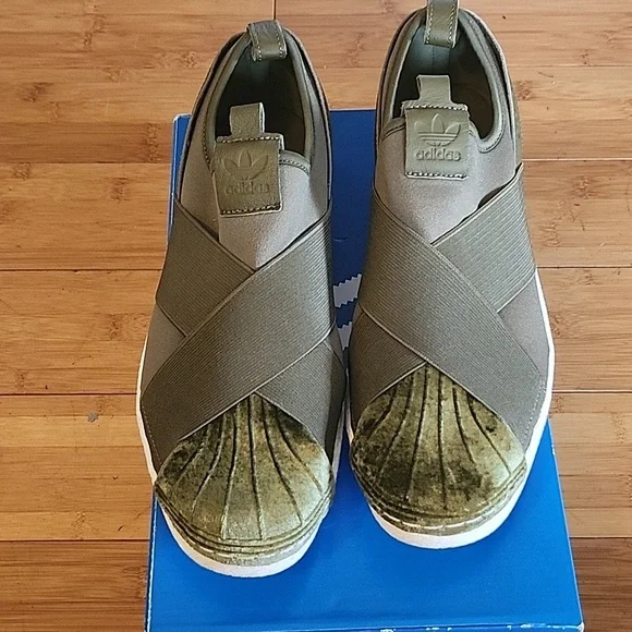 Adidas ORIGINALS SUPERSTAR Slip On Olive Green Womens Sz 10
